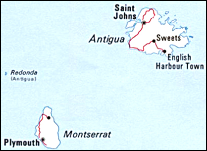 Map of Antigua and Montserrat