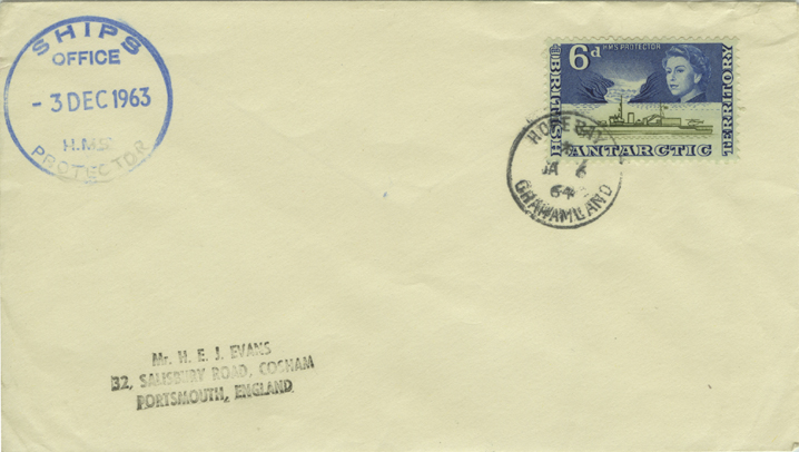 Cover from the H.M.S. Protector Postmarked Hope Bay, Grahamland