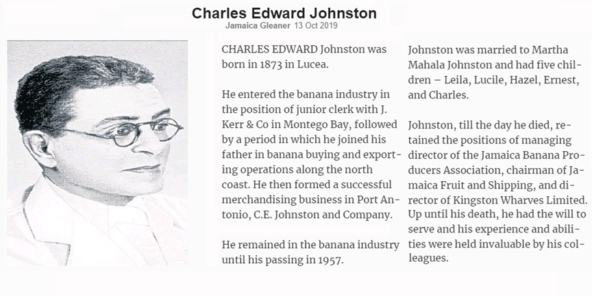 Charles Edward Johnston article from the Jamaica Gleaner