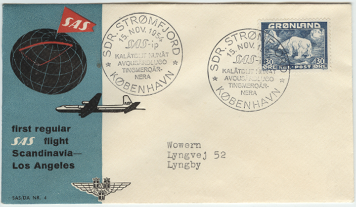 First Flight Cover Addressed to Lyngby, Denmark