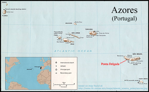 Location of Ponta Delgada