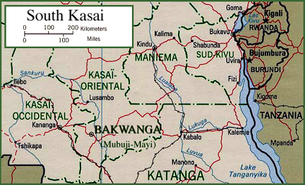 Map Showing Location of Bakwanga