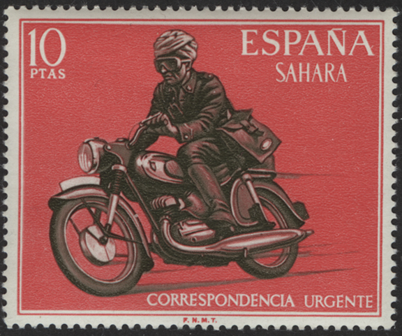 Messenger on Motorcycle Special Delivery Stamp